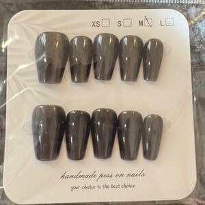 Press‎ On Nails Medium Coffin Brown Marble Swirls Full Set